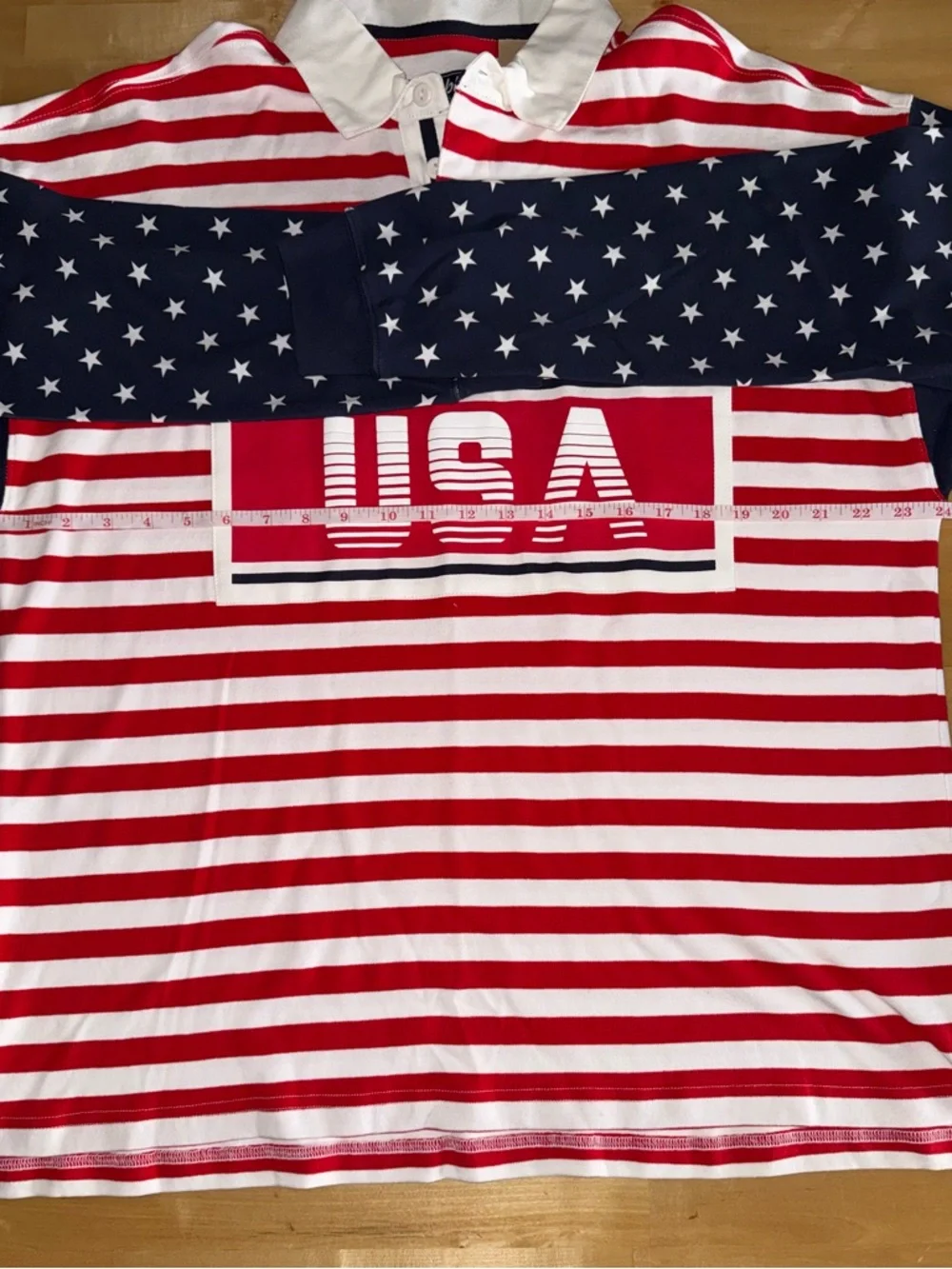 chubbies USA Striped Rugby Shirt Patriotic Stars & Stripes LS Polo Large NWT - Picture 3 of 7